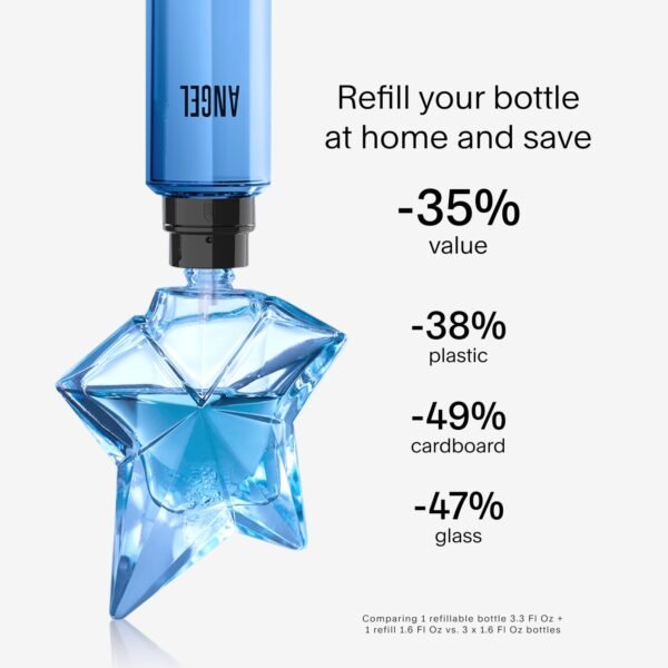 Mugler Angel Refill - Eau de Parfum - Women's Perfume - Ambery & Woody - With Bergamot, Praline, and Patchouli - Long Lasting Fragrance - 3.3 Fl Oz - Image 4