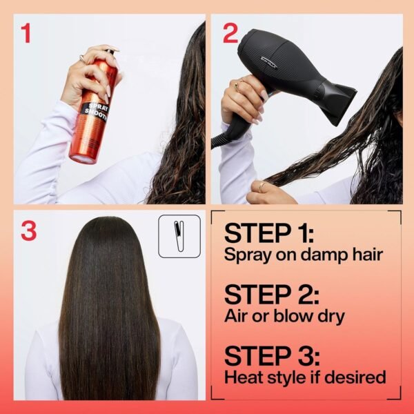 Redken Spray Smooth Anti Frizz Treatment Spray | Frizz Control and Heat Protectant for Hair | Instant Smoother | With Citric Acid | Paraben, Sulfate & Silicone-Free - Image 9