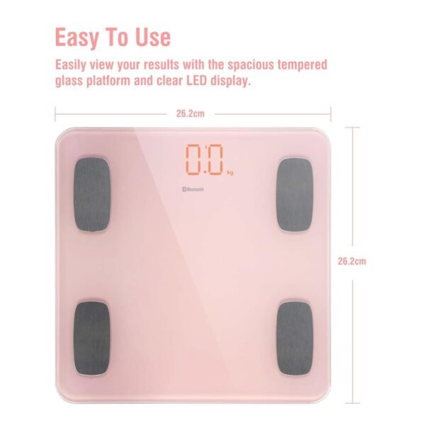 Uten Smart Scale for Body Weight, Digital Bathroom Weighing Wireless Scales with Body Fat and Water Weight for People, Bluetooth BMI Electronic Body Analyzer Machine with Smartphone App, 400lb, Pink - Image 5