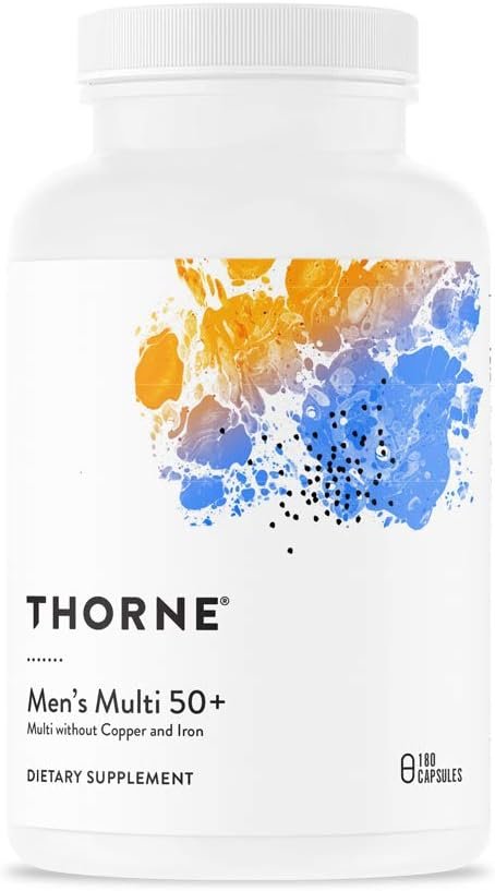 THORNE Men's Multi 50+ - Daily Multivitamin and Nutrients for Men Without Iron and Copper to Support Healthy, Active Lifestyle - Gluten-Free, Soy-Free - 180 Capsules - 30 Servings - Image 2