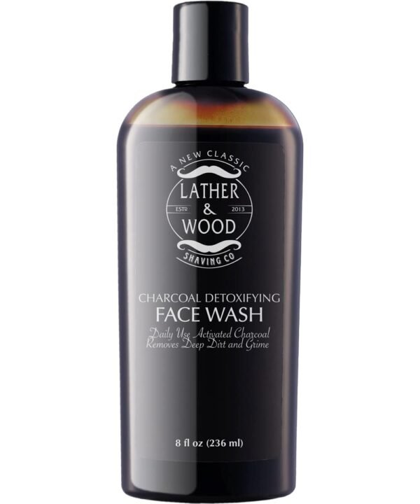 Lather & Wood Shaving Co Mens Activated Charcoal Daily Face Wash - Facial Cleanser for Men - Cool Tingly Sensation that Gently Pulls Daily Buildup of Dirt and Oil from Your Skin - 8 oz - Image 2