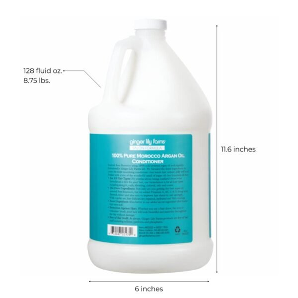 Ginger Lily Farms Salon Formula 100% Pure Morocco Argan Oil Conditioner for All Hair Types, 100% Vegan & Cruelty-Free, 1 Gallon, 128 Fl Oz (Pack of 1) Refill - Image 3