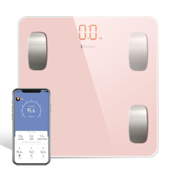 Uten Smart Scale for Body Weight, Digital Bathroom Weighing Wireless Scales with Body Fat and Water Weight for People, Bluetooth BMI Electronic Body Analyzer Machine with Smartphone App, 400lb, Pink - Image 2