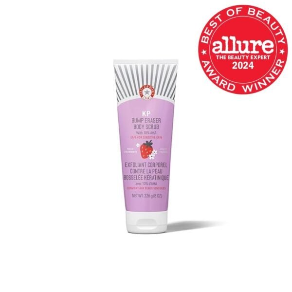 First Aid Beauty - KP Bump Eraser Body Scrub with 10% AHA, Keratosis Pilaris Exfoliater with Glycolic and Lactic acids, Helps Reduce Chicken Skin Bumps, Safe for Sensitive Skin, Strawberry Scent, 8 oz - Image 3