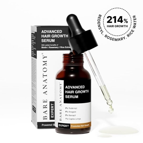 Bare Anatomy Advanced Hair Growth Serum | 3% Redensyl + 4% Anagain + 3% Baicapil + 1% Capilia Longa, Rosemary, Biotin & Rice Extract | Hair growth & Hair fall control serum for Women & Men | 30mL - Image 3