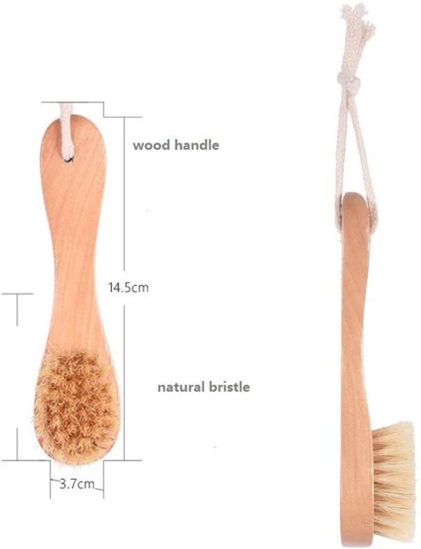Natural Bristles Wooden Face Cleaning Brush Wood Handle Facial Cleanser Nose Scubber Exfoliating Facial Skin Care Pack of 2 - Image 4