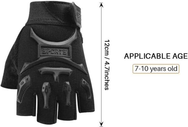 Kids Half Finger Cycling Gloves Non-Slip Fingerless Adjustable Mitten Shock-Absorbing Gloves for 3-6 Years Old Boys Girls Fishing Biking Exercise Training Roller Skating Parkour Outdoor Sports - Image 7