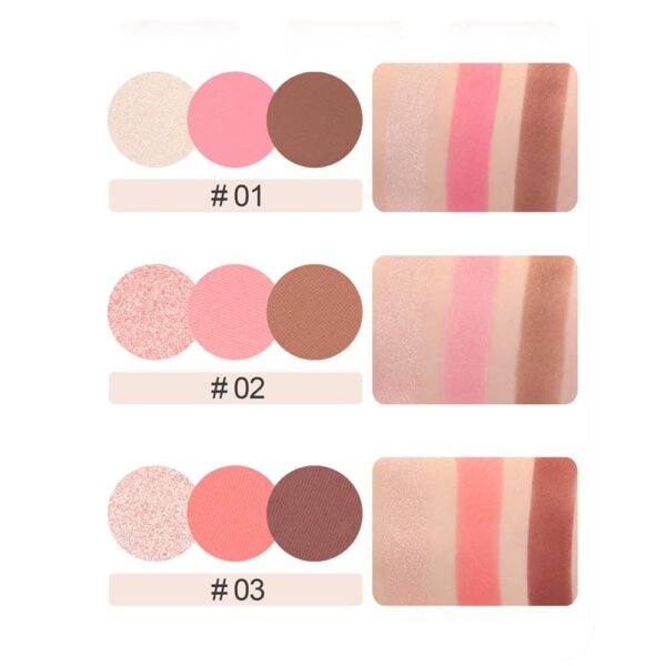 Blush and Highlighter Palette,3 in 1 Contour Palette,Cruelty-Free Matte Bronzer Powder,women's brightening pearlescent highlighter，Eyeshadow powder makeup set (03#) - Image 4