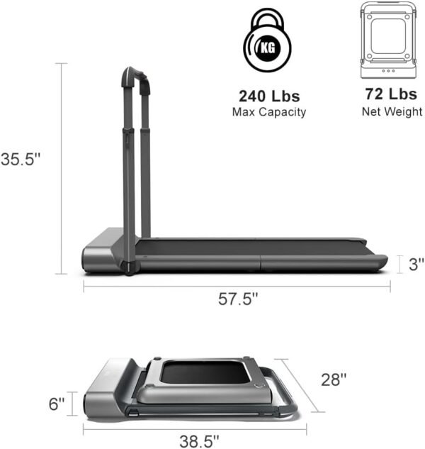WALKINGPAD R1 Pro Foldable Treadmill 2 in 1 Walking Pad Under Desk Treadmill and Running Treadmills for Home with Remote Control, No Installation Required - Image 5