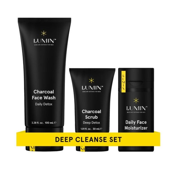 Lumin - Smooth Operator Detox - Men's skincare kit, Includes: Charcoal Face Wash Daily Detox, Charcoal Scrub Deep Detox & Daily Face Moisturizer, Suitable for all skin types, Two Month Supply - Image 2