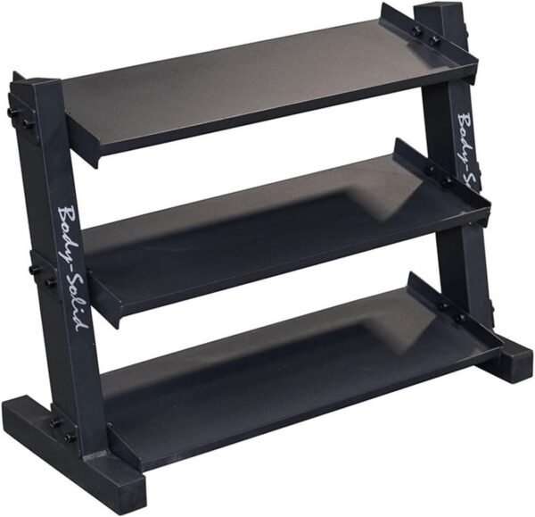 Body-Solid (GDR34) 3-Tier Dumbbell Rack Storage for 12 Pairs Neoprene/Vinyl Dumbbells 1-15 lbs, Dumbell Weight Rack Stand Only, Commercial and Home Gym Strength Training Organizer - Image 2