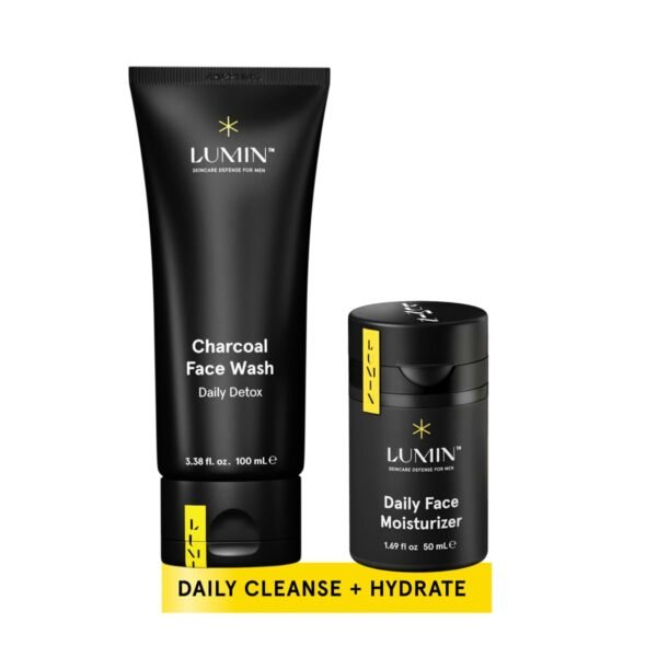 Lumin - Dynamic Duo - Skin Care kit for Men - Includes: Charcoal Face Wash Daily Detox & Daily Face Moisturizer,Suitable for all skin types, Daily Use, Two Month Supply - Image 2