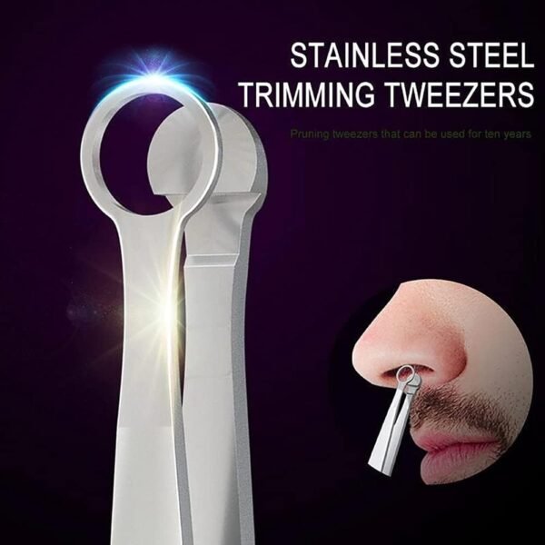 Universal Nose Hair Trimming Tweezers, Stainless Steel Eyebrow Trimmer, Friendly Round Tip, No Mirror Needed Easy Cut, for Noses, Sideburns, Brow, Body (1PC) - Image 5