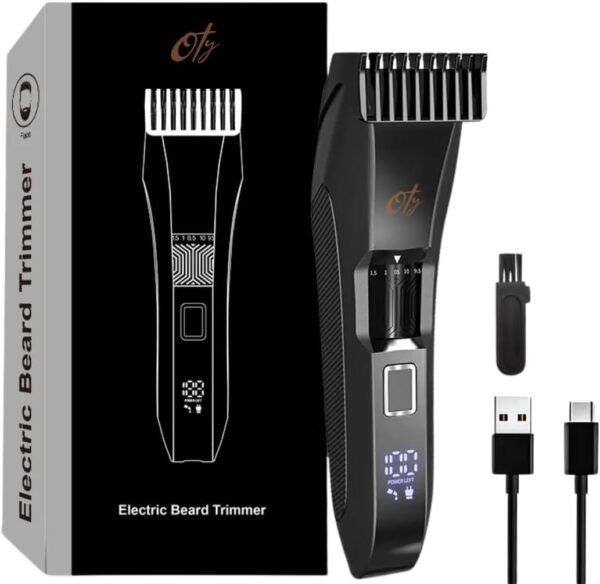 Oty-Beard Trimmer for Men-20-Length Adjustable Blade Wheel, Stainless Steel, T-Blade, Professional Grooming, Precision Facial Hair & Body Trimming, Rechargeable, Cordless, Waterproof, Wet/Dry Clipper - Image 2