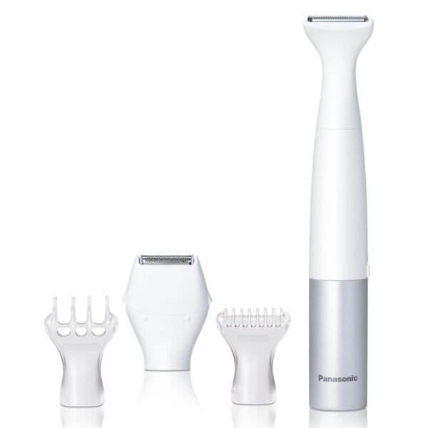 Panasonic Bikini Trimmer and Shaver for Women with 4 Attachments for Gentle Grooming in Sensitive Areas, Wet/Dry, Battery-Operated – ES-WV60-S (White / Silver) - Image 2