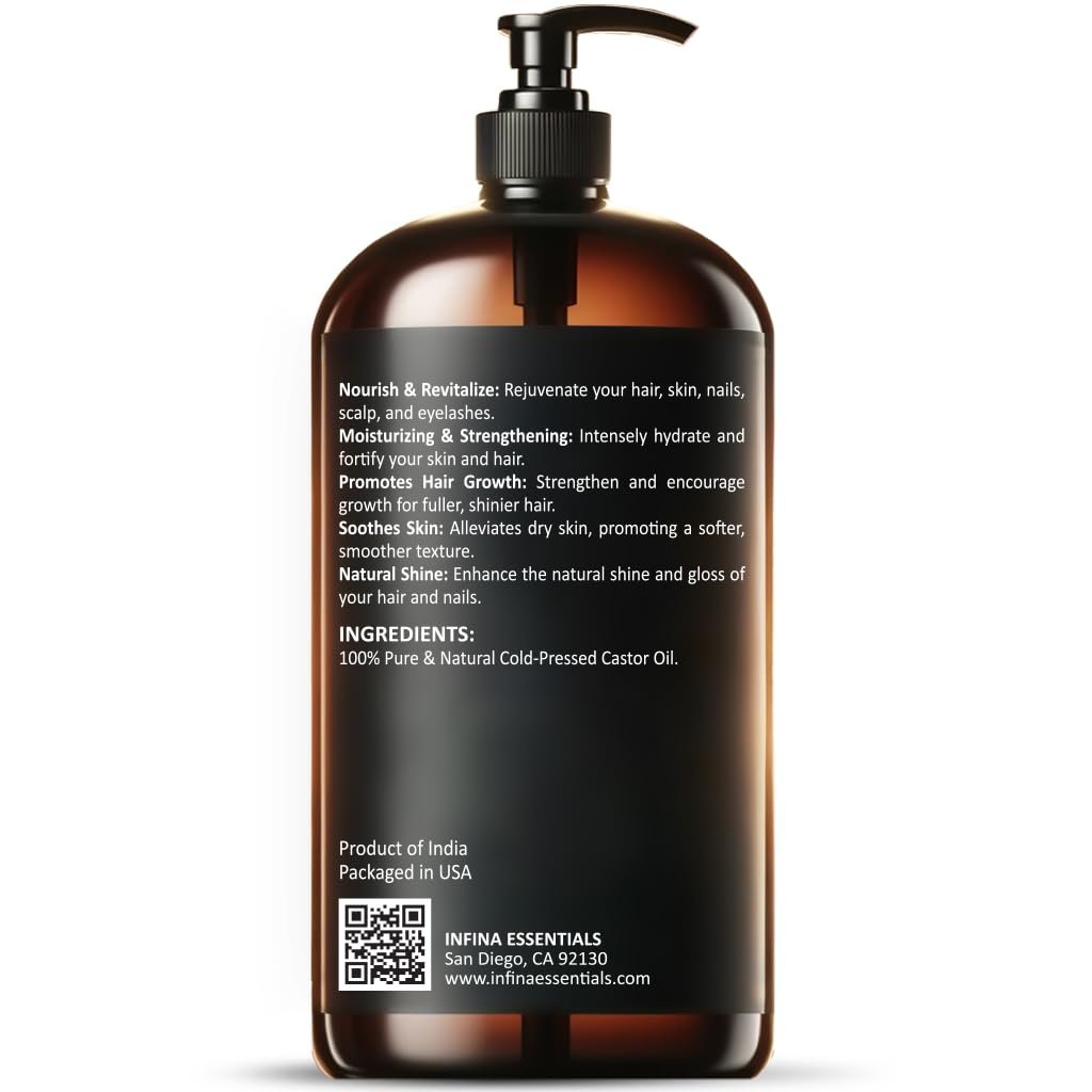 Pure Cold Pressed Castor Oil - Hexane Free, Glass Bottle for Hair Growth, Face, Scalp, Skin & Eyelashes - Nourishing and Moisturizing - 16 fl oz - Image 10