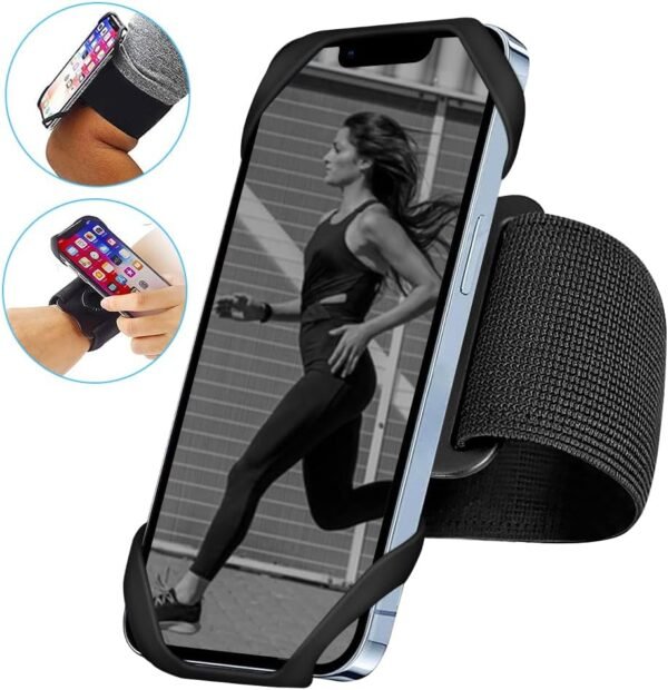 Running Armband Phone Holder, Arm&Wrist Phone Holder with 2 Different Lengths Strap Fit for Men Women Keep Your Phone Secure, Separable 360°Adjustable Phone Armband for Workout Running Jogging - Image 9