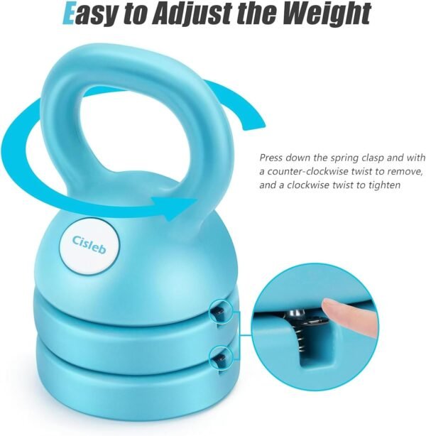 Adjustable Kettlebell Weight Set: 3-in-1 Kettlebells (5lbs 8lbs 12lbs) for Home Gym Full-Body Workout Strength Training Weight Loss | Good for Beginners - Image 4