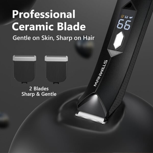Ball Trimmer for Men - 2 Replaceable Ceramic Blades - Sharp & Gentle, Ball Shaver Men IPX7 Waterproof, Body Trimmer Men with Recharge Dock, Pubic Hair Trimmer Men, 7000RPM Mens Grooming Kit - Image 3