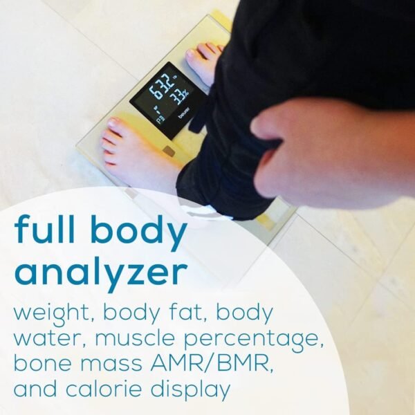 Beurer BF70 Body Fat Scale, Weight, Water & More, Smart Digital Scale for Full Body Analysis, BMI & Calorie Display, App Sync via Bluetooth, User Recognition, 8 Memory Spaces, Grey - Image 3