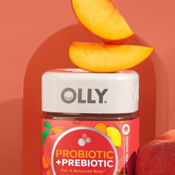 OLLY Probiotic + Prebiotic Gummy, Digestive Support and Gut Health, 500 Million CFUs, Fiber, Adult Chewable Supplement for Men and Women, Peach, 60 Day Supply - 60 Count - Image 11