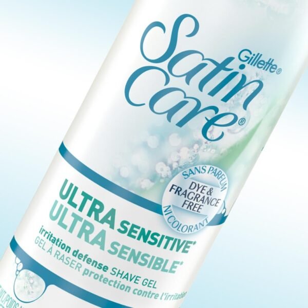Gillette Satin Care Ultra Sensitive Shave Gel for Women, Pack of 2, 7oz Each, Frangrance Free - Image 6