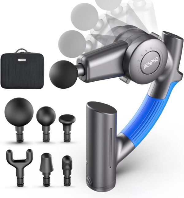RENPHO R4 Massage Gun with Adjustable Arm, FSA and HSA Eligible Back Massager for Athletes, Portable Deep Tissue Percussion Muscle Tool with Carry Case, Gifts for Men and Women - Image 2