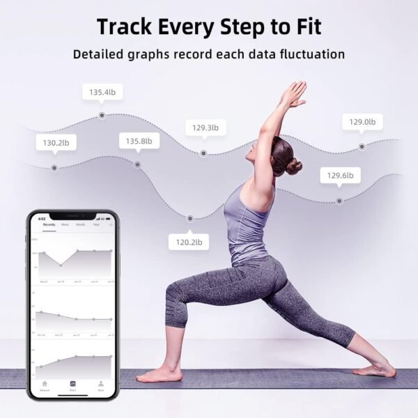 RunSTAR Smart Scale for Body Weight, Digital Bathroom Scale BMI Weighing Body Fat Scale, Body Composition Monitor Health Analyzer with Smartphone App, 400 lbs - Black - Image 5