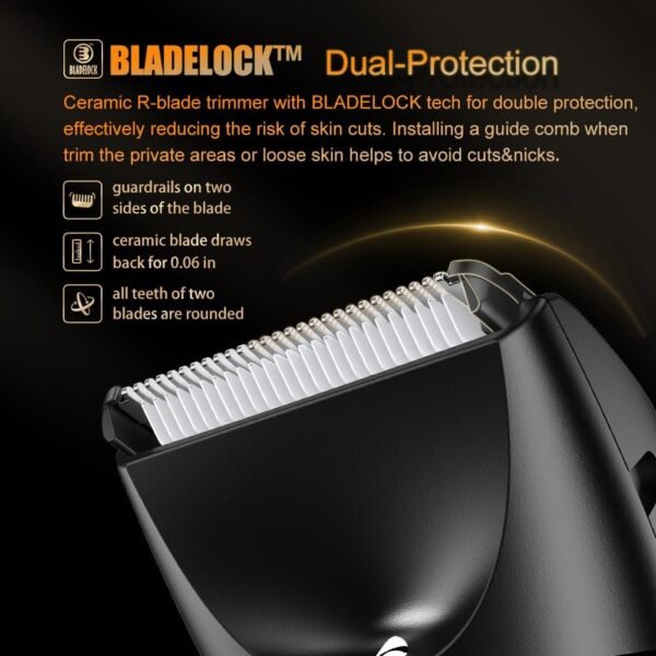 Favrison Body Hair Trimmer for Men, Electric Ball Trimmer with Ceramic Blade, Waterproof Pubic Groin Hair Trimmer for Mens Grooming Kit with LCD Display & Recharge Dock (Black) - Image 4