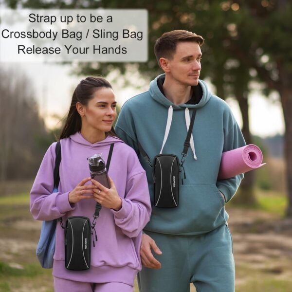 Running Armband Phone Holder，Small Crossbody Shoulder Holsters Bag，Phone Arm Bands for Running Walking，Water Resistance Running Phone Armband for iPhone 15 14 13 Pro Max Samsung 7.2 Inch（Black） - Image 5