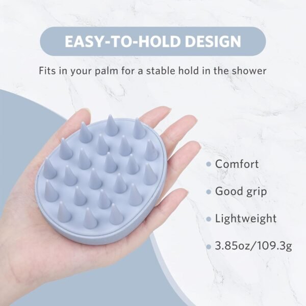 Sndyi Scalp Massager Shampoo Brush, Scalp Scrubber with Soft Silicone Bristles, Scalp Exfoliator for Dandruff Removal, Wheat Straw Hair Scalp Massager for Hair Growth, Wet Dry Scalp Brush, Blue - Image 5