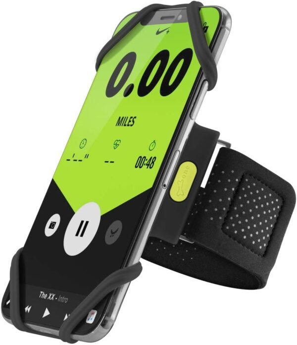 【Bone】 Run Tie Running Armband Phone Holder for Apple iPhone 14 13 12 11 Pro Max Mini XS XR X 8 7 Samsung Galaxy S10 S9 S8 Smartphone, Phone Size 4-6.7" (Black/Arm Size 9.8-15.7") - Image 2