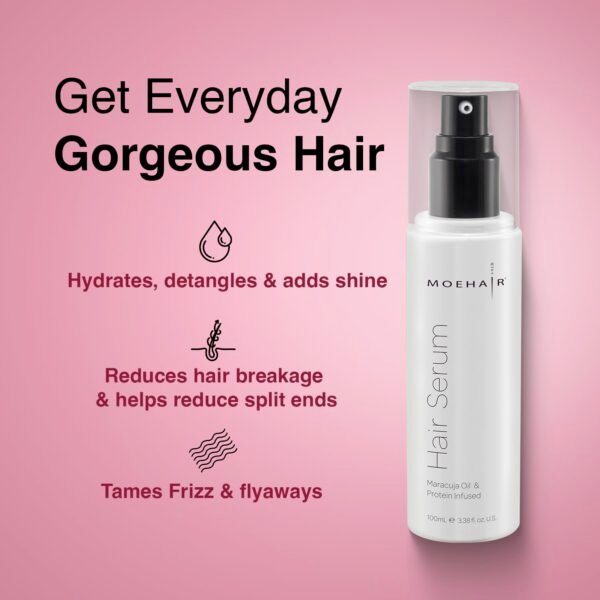 MOEHAIR Anti Frizz Hair Serum | Infused with Maracuja Oil and Protein | Hair Serum for Frizzy Hair | Paraben and Sulfate-Free Hair Smoothing Serum | For Strong and Silky Hair (3.38 Fl. Oz) - Image 4