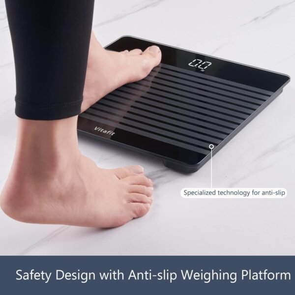 Vitafit Anti-Slip Smart Digital Bathroom Scale for Body Weight, FSA HSA Store Eligible, High Accuracy Assured by Weighing Professional Since 2001, BMI with App,Black - Image 5