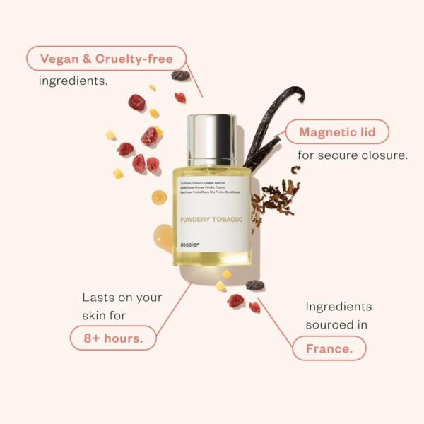 Dossier - Powdery Tobacco -Eau de Parfum - Inspired by T.Ford Tobacco Vanille - Perfume Luxury - Pure Infused - For Men - Fragrance 1,70z (Spray 50ml) - Image 3