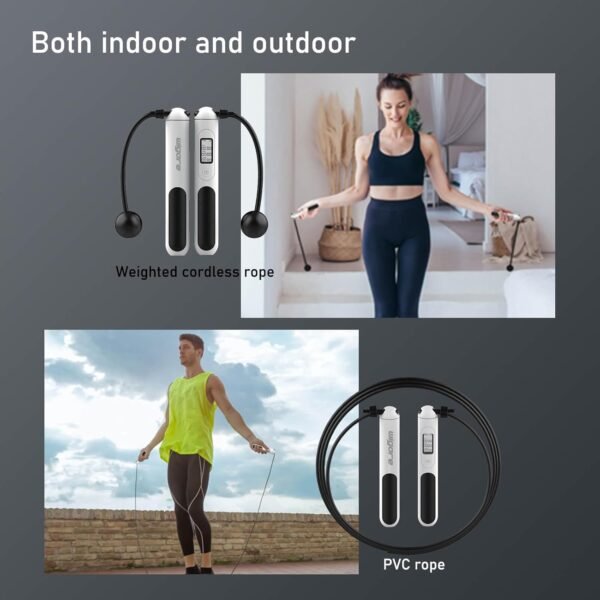 Jump Rope,Ropeless jump ropes weighted with counter for fitness,Home, Indoor or Outdoor exercise use,Workout,Crossfit,Gym,Cordless jump rope for Women,Men, Adults, Kids - Image 7