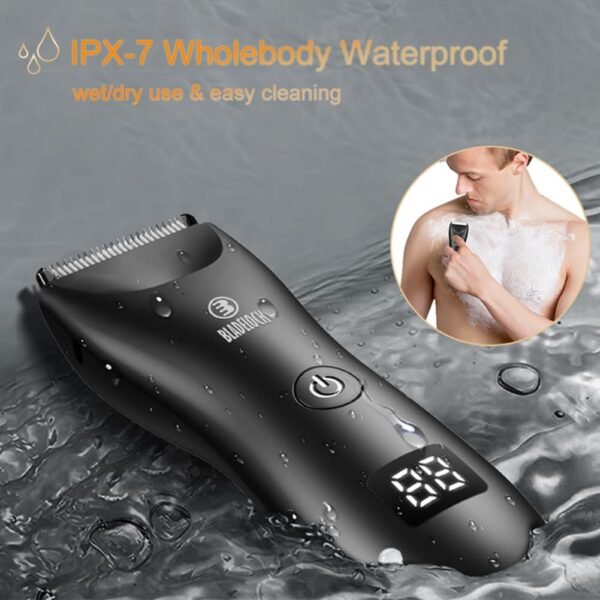 Favrison Body Hair Trimmer for Men, Electric Ball Trimmer with Ceramic Blade, Waterproof Pubic Groin Hair Trimmer for Mens Grooming Kit with LCD Display & Recharge Dock (Black) - Image 5
