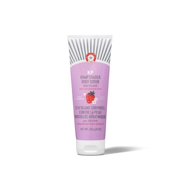 First Aid Beauty - KP Bump Eraser Body Scrub with 10% AHA, Keratosis Pilaris Exfoliater with Glycolic and Lactic acids, Helps Reduce Chicken Skin Bumps, Safe for Sensitive Skin, Strawberry Scent, 8 oz - Image 2