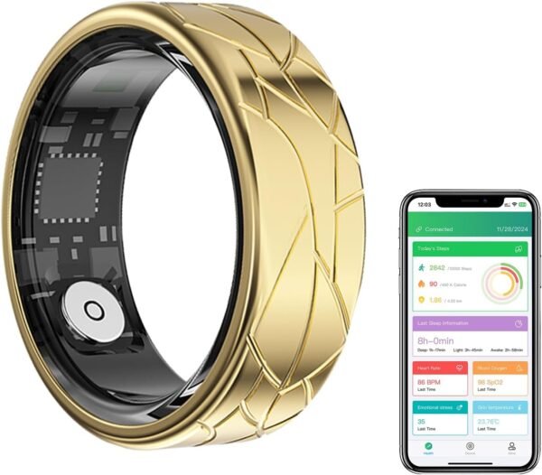 Fitness Tracker Smart Ring，Step Counter, Heart Rate Blood Oxygen Health Ring, for Men and Women - Image 2