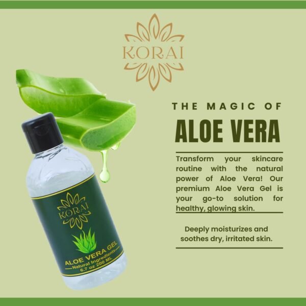 KORAI Aloe Vera Gel from freshly cut 99% Pure Aloe Vera Gel-Natural Ingredients-Vegan, Unscented - For Face, Skin, Hair, Sunburn relief - Image 6