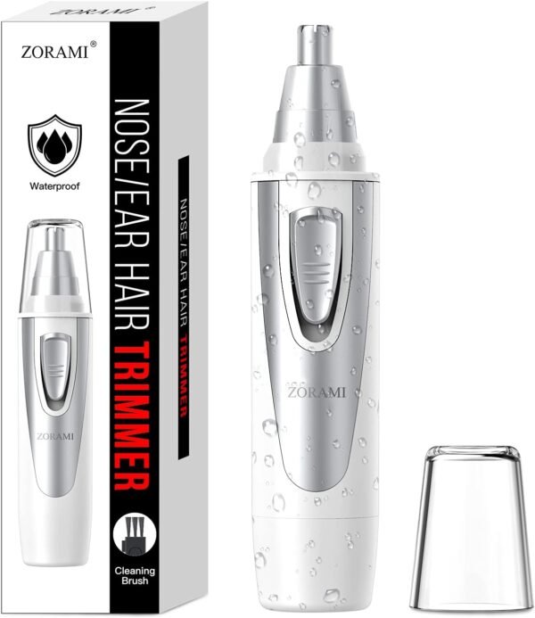 Ear and Nose Hair Trimmer Clipper - 2024 Professional Painless Eyebrow & Facial Hair Trimmer for Men Women,Battery-Operated Trimmer with IPX7 Waterproof,Dual Edge Blades for Easy Cleansing White - Image 2