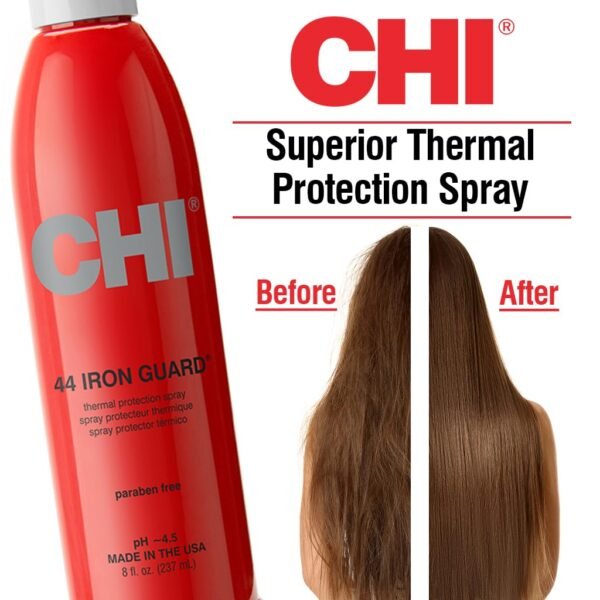 CHI 44 Iron Guard Thermal Protection Spray, Nourishing Formula Helps Resist Heat Damage to Hair & Tame Frizz, Clear, 8 Oz - Image 6