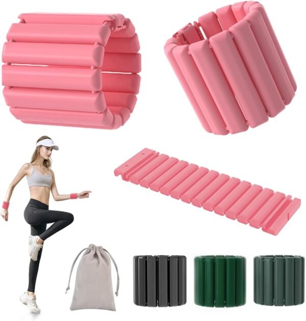 Adjustable locking Pilates wrist and ankle weight 2-piece set (1 pound each). Suitable for women walking, yoga, dancing, barbell, gym, swimming, aerobic exercise wearable arm and leg weight set - Image 2