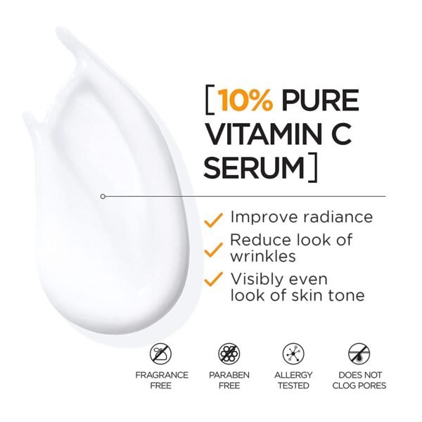 L'Oreal Paris Revitalift 10% Pure Vitamin C Face Serum, Brighter Skin, Reduced Wrinkles, Fragrance Free 1 0z. - Image 3