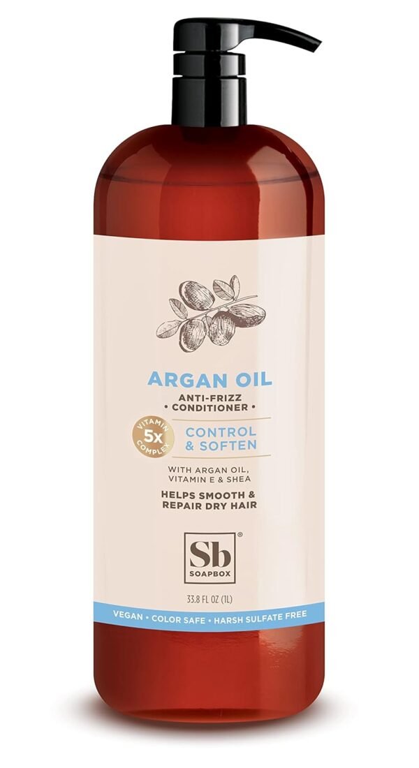 Soapbox Argan Oil Conditioner, Sulfate Free, Paraben Free, Silicone Free, Color Safe, and Vegan Hair Conditioner (33.8 Ounces) - Image 2