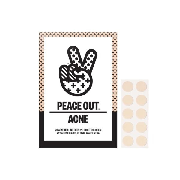 Peace Out Skincare Acne Dots, Hydrocolloid Pimple Patches Help Clear Blemishes Overnight, Award Winning Fast Acting Anti-Acne Solution (20 dots) - Image 2