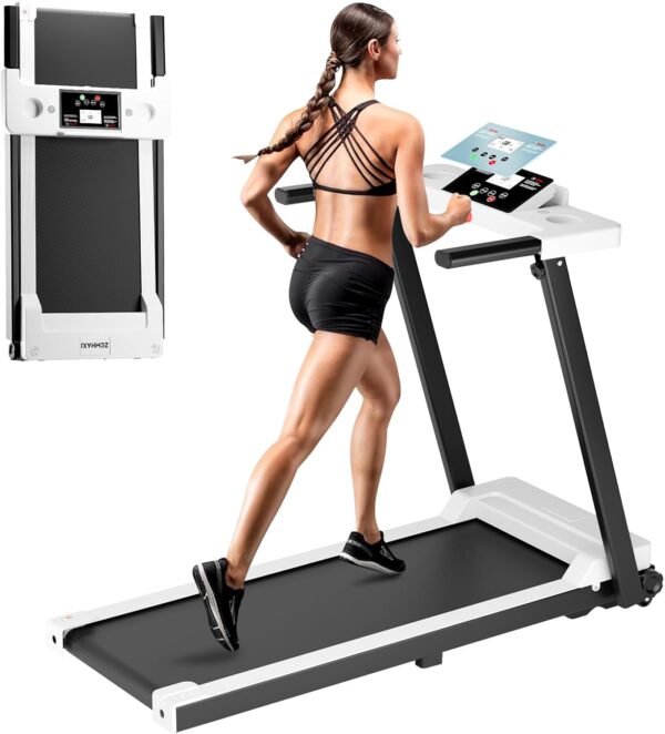 Folding Treadmill, 300LBS Capacity Compact Running Machine with LED Display, 3.0HP for Walking, Jogging & Running, Portable Treadmills for Home & Office Use - Image 2
