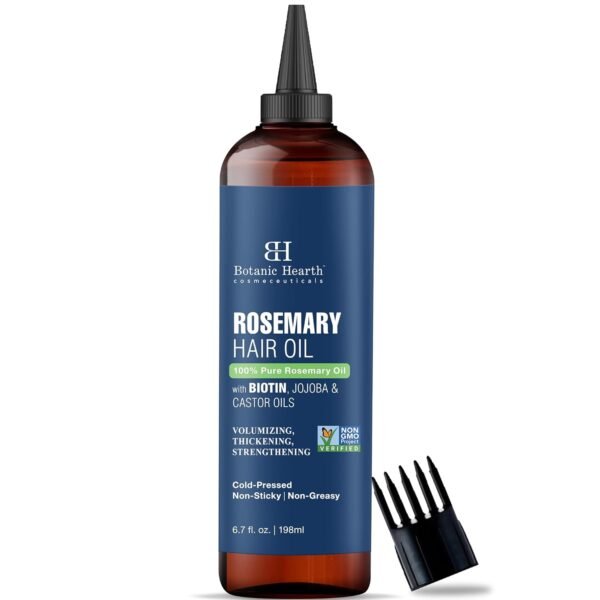 Botanic Hearth 100% Pure Rosemary Oil For Hair Growth (6.7 fl oz) Infused With Biotin, Jojoba & castor Oil | Hair strengthening Treatment | Nourishing & Volumizing | Non GMO Verified - Image 2