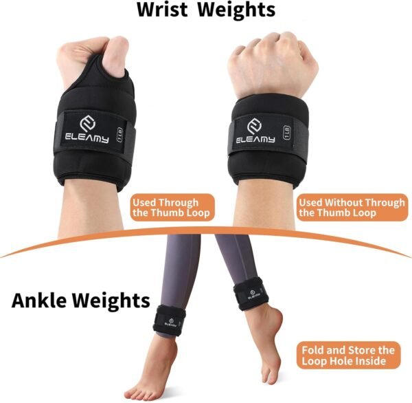 Wrist Weights with Thumb Loops Lock for Women & Men, 0.5lb*2/1lb*2/1.5lb*2/2lbs*2/3lbs*2, Suitable for Walking, Running, Yoga, Aerobics，Wrist & Ankle Weights Strength Training - Image 5