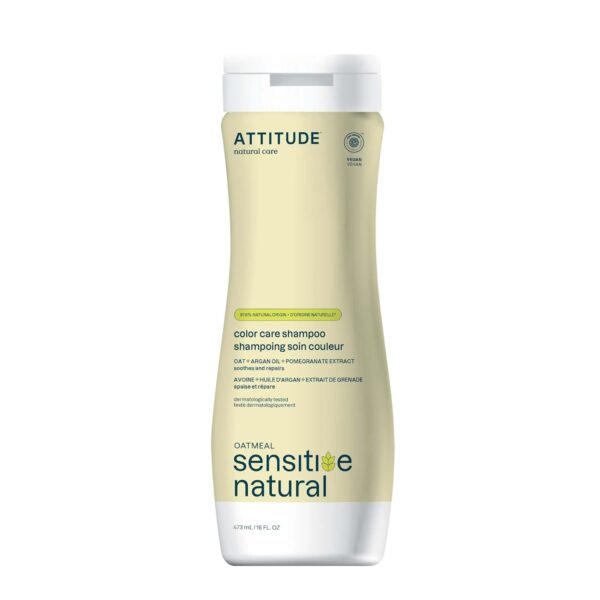 ATTITUDE Hair Shampoo for Sensitive Dry Scalp, EWG Verified, Soothing Oat, Protects Color, Naturally Derived Ingredients, Vegan and Plant-Based, Color Care, Argan Oil, 16 Fl Oz - Image 2